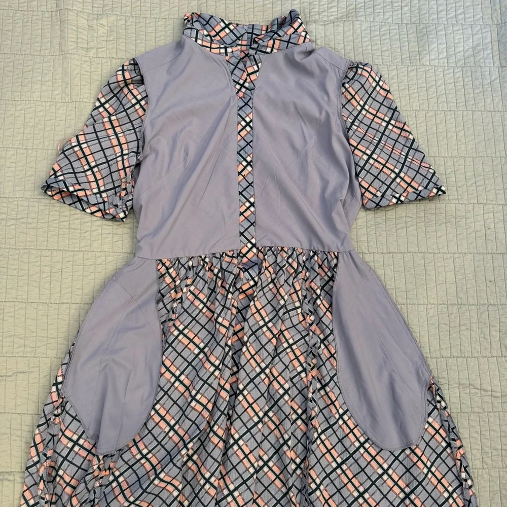 Gal Meets Glam Collection Colette Blue Plaid Button-Down Maxi Dress Size 12 - Picture 8 of 16